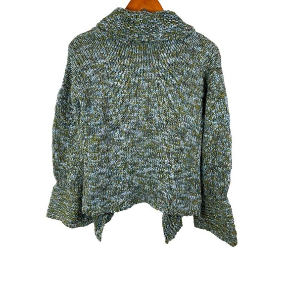 Anthropologie One Girl Who Green Chunky Open Cardigan w Flare Sleeves Size S - Picture 2 of 7